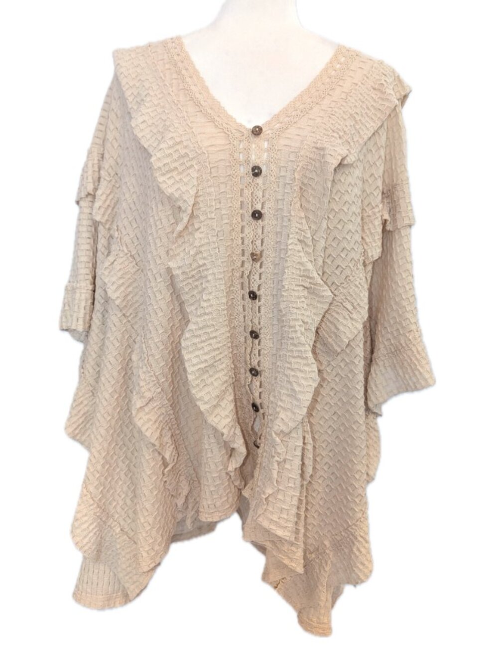 NWT FP Beach | Free People Coverup Very Oversized Flora Tunic Summer Khaki XS/S - Picture 4 of 11